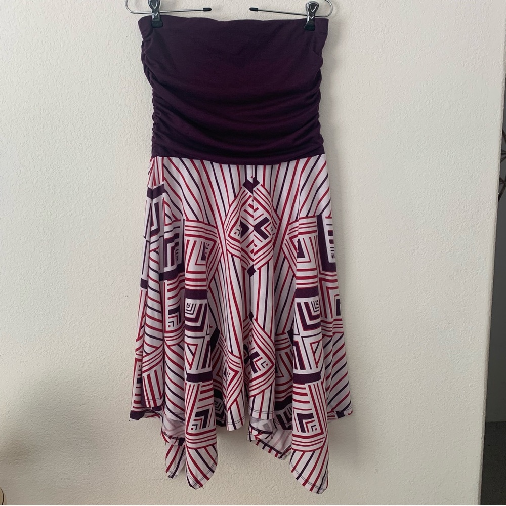 Vanity  Strapless Summer Dress with Cute Hankerchief Hemline  Size Med